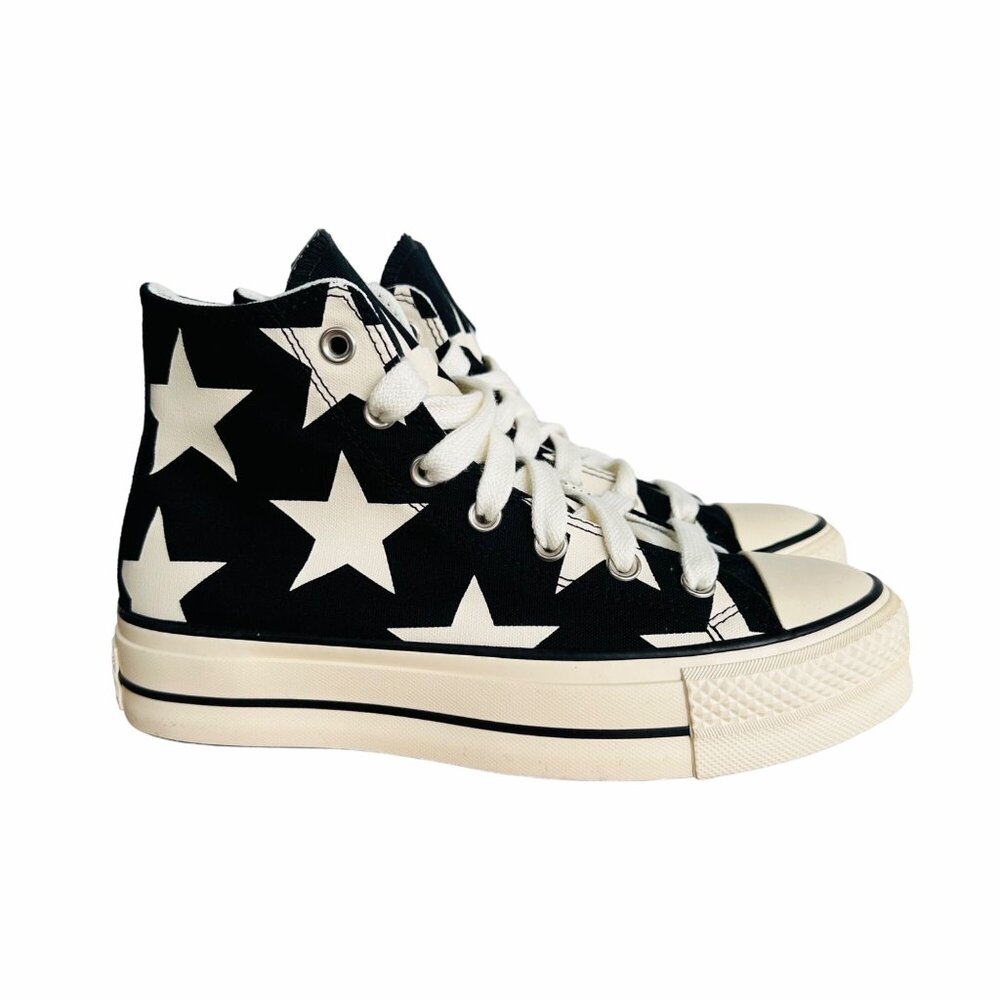 Converse Black and Cream Star High-Top Sneakers - Picture 6 of 10